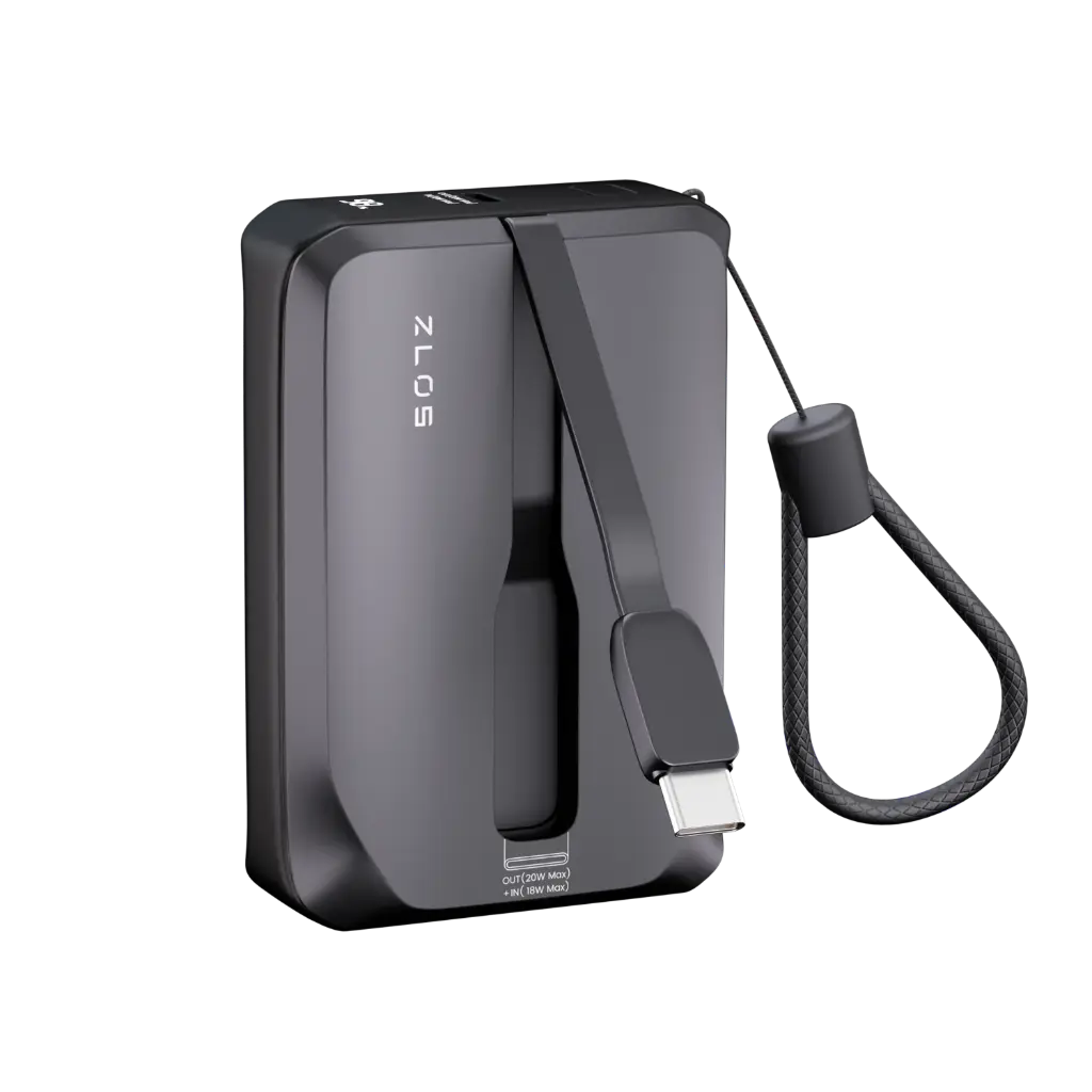ZLOS 10000mAh MINI Power Bank with Built-in USB-C and Lightning Cables