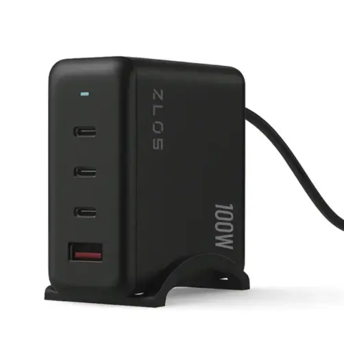 [ZLO-GFC100-GS] ZLOS 100W 4-Port USB-C GaN Charger with Cable & Charging Stand