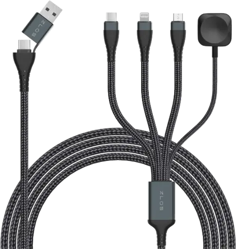 [ZLO-ZC09-LJ] ZLOS Two(C+A) to Four(C+L+Micro+Watch) braided data charging cable